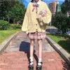 Dulce y lindo Kawaii Girl Knit Sweater Lazy College Style Loose Puff Manga Harajuku Girl JK Uniforme Suéter Cardigan Chaqueta Y0825