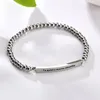 Link, Chain Engraved Name Numbers Round Bead Bracelet Custom Letter Date Stainless Steel Adjustable Bangle For Women Man Jewelry Gifts