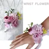 Flores decorativas grinaldas corsage flor artificial pulso de seda para decoração de festa de casamento DIY Falso dos homens
