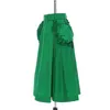 [EAM] Hoge taille groene ruches split joint pocket temperament halve lichaam rok vrouwen mode lente herfst 1S554 210708