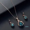 Set di gioielli moda Waterdrop pavone cristallo strass collana pendente orecchini pendenti set regalo per donne donna ragazza amore