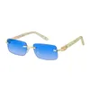 Unisex Geile plastic zonnebrilrandloze met oceaan lenzen Mooie korrelpoten mode mannen en vrouwen luxe bril
