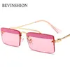 Estinhados de marca de marca retro estreita designer quadrado de óculos de sol mulheres Luxo vintage Bling Bling Shiny Lens sem brilho de sol feminina rosa vermelho UV7735739