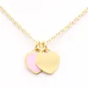 Stainless Heart charms pendant Necklace Enamel colors Women Jewelry Titanium Steel excellent quality collar TURN TO 925 engraved f249v