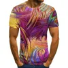 T-shirt da uomo T-shirt stampata in 3D, top casual scozzese, camicia girocollo tridimensionale, abiti estivi da strada