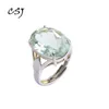 Cluster Rings CSJ Big Stone 13ct Green Amethyst Ring Oval Cut 13*18 Sterling 925 Silver Natural Gemstone Fine Jewelry For Women Girl Gift Bo
