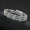 Bracciale intarsiato con strass a tre file Bracciale elasticizzato regolabile con polsino aperto a doppio strato per le migliori amiche Sorelle Fs99 Q0719