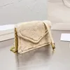 Designer Winter Furry Classic Flap Messenger Torby Złoty Sprzęt Łańcuch Cross Body Ramię Duża Pojemność Sprzęgła Luksus