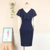 Chiffong Cape Sleeve Body Con Dress Sexy V Neck Office Lady Work Casual Evening Födelsedagsfest Promobe Plus Storlek 4XL 5XL Sommar 210527