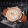watches men luxury brand Datograph Big Date 403.041 Black Dial White Subdial Automatic Multifunction Mens Watch ROse Gold Case Leather Starp