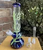 2022 25CM 10 pulgadas Premium Teal Glow in the Dark Hookah Water Pipe Bong Bongs de vidrio con 18 mm de tallo y tazón