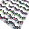 27 ~ 30mm Ciglia di visone colorate 3D Drammatico Fluffy Volume Ciglia finte Evidenziare alla fine Costumi Cosplay Full Strip Lashes Trucco