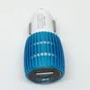مصغرة معدنية مزدوجة مزدوجة شواحن سيارة USB مع الضوء الأزرق أدى ضوء شحن عباد الشمس سبائك الألومنيوم شاحن PVC 15W 100pcs