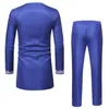 Tracki męskie Suibnit w stylu afrykańskim Drut swobodny średniej długości V Długie rękaw T Koszulki górne spodnie męskie garnitury czarny niebieski plus 269v