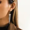 Pendientes colgantes de araña minimalistas con forma de estrella y borla larga para mujeres y niñas, pendientes geométricos Vintage, joyería, regalo del Día de San Valentín