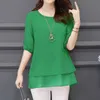 Korean fashion clothing harajuku plus size 4XL-5XL chiffon blouse Half Solid lantern Sleeve women blouse and tops 3726 50 210527