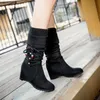 34-44 New 2024 Interior Heightens The Middle Boots, Female Winter Fashion Lovely Sleeve Martin Shoes Big Size