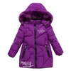 Baby flicka kläder 3-12 år gammal vinter vadderad jacka varm mode barn hooded girls faux päls 211025