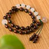 Brins de perles vente dames palissandre gris Agate Double anneau main chaîne Lotus Pod citrouille perles Vintage anniversaire Bracelet femmes Inte22