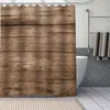 Niestandardowe stare drewniane zasłony prysznicowe DIY Łazienka kurtyna tkanina zmywalny poliester do wanny wystrój art. 210609