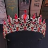 Kmvexo Red Black Crystal Wedding Tiara Bridal Crown for Bride Gold Crowns Pannbandsmycken Hårtillbehör 2106169524024