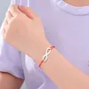 Länk, Kedja Lucktune Justerbar sladd Infinity Armband för Kvinnor Män Röd Svart Rope Rostfritt Stål Charm Armband Par Smycken Gåvor