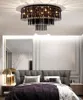 Contemporânea Luxo Redondo Crystal Chandelier Iluminação de luzes de teto Black Chandeliers Lâmpadas LED teto lâmpada para sala de estar quarto