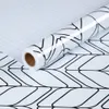 Nowoczesny Stripe Peel Stick Wallpaper Herringbone Czarny White Vinyl Self Contact Paper Paper Do Sypialni Kit Sypialnia Wystrój