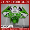 Bodywork Kit For KAWASAKI green white NINJA ZX-9R ZX900 ZX 9R 9 R 900 CC 1994-1997 Bodys 100No.13 ZX9 R 900CC ZX-900 ZX9R 94 95 96 97 ZX900C 1994 1995 1996 1997 OEM Fairing