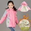 Filles hiver veste chaude 3-16T enfants printemps coupe-vent imperméable à l'eau à capuche velours doublure épaisseur habit de neige bébé fille manteau 211011