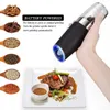 2Pcs Electric Pepper Mill Stainless Steel LED Light Automatic Gravity Induction Salt Grinder Spice Grain Grinding Core Mills 210611