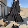 Qweek gotisk stil dres hajuku lolita kawaii punk söt långärmad svart midi emo mall goth 210623