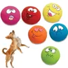 Neu 6 Teile/satz Haustier Katze Hund Spielzeug Zähne Squeaker Ball Welpen Quietschende Sound Gesicht Apportieren Spielzeug für Kleine Hunde Gummi kauen Welpen 210312