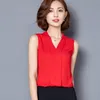 Women's Blouses & Shirts Lace Chiffon Blouse Solid Color Sleeveless Shirt Women Tops Short Sleeve V-Neck Plus Size Pink Top