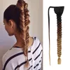 90cm 36inch Super Long Wrap Around Jumbo Pre Gevlochten Paardenstaart Ombre Bruin Blonde Synthetische Haar Paardenstaarten Extensions