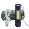懐中電灯トーチLED充電可能なミニUSB 3照明モード防水トーチズームスタイリッシュなポータブルスーツナイトリグ
