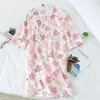 Fresh kimono robes women 100% gauze cotton sweet Cartoon long sleeve japanese robe cozy summer kimono bathrobes women 210901