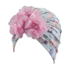 Bonnets pour nouveau-nés, avec perles en mousseline de soie, fleurs, coton imprimé FloraTurban pour filles, bonnet extensible, accessoires pour cheveux de bébé, nouvelle collection