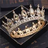 Panna młoda Królewski Purpurowy Kryształ Queen King Tiaras i korony Bridal Pageant Diadem Head Ornament Wedding Hair Jewelry Akcesoria