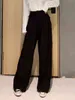 Retro Feste Farbe Wilde Gerade Breite Beinhosen Weibliche Frühling Koreanische Mode Hohe Taille Lässig lang 211101
