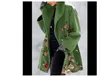 2021 여성 양모 슬림 피트 모직 코트 그린 칼라 기질 대학 인쇄 옷깃 코트