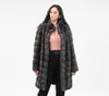 Женский меховой меховой из искусственной натуральной норки пальто женщины зимняя длинная куртка съемный рукав регулируемый длина одежды настроен