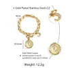 Подвески Женщины Двухслойный Золотой Цвет Специалист CZ Moon Round Elizabeth Queen Chain Bracteled LDB308