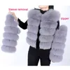 Kvinnors Vinterjacka Real Fur Coat Solid Färg Långärmad Kläder Multi-Färg Avtagbar Vest Natural 211018