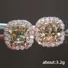 18K розовая золотая подушка нарезать 6 мм лаборатории алмазной гвоздики серьги стерлингового серебра 925 свадебные серьги для женщин