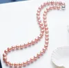 9-10mm South Sea Pink Pearl Necklace Choker 18 cali 925 Silver Zapięcie