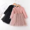 Baby Girls Spring Winter Long Sleeve Tutu Lace Dresses Infantil Newborn Birthday Party Clothes Sequin Gown Casual Wear Q0716