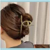 Gioielli per capelli GioielliFermagli per capelli Barrettes Coreano Vintage Opaco Cava Geometrica Color oro Clip in metallo Catena Croce Aessori per donne Ragazze