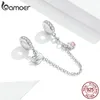 bamoer Silver 925 Jewelry Kitty Cat Safety Chain Charm fit for Original 3mm Snake Bracelet & Bangle Fine Jewelry Making BSC243 Q0531