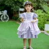 2PCS Summer Baby Girls Lolita Princess Dress Children Purple Spanish Vintage Dresses For Kids Birthday Party Boutique Clothes 210615